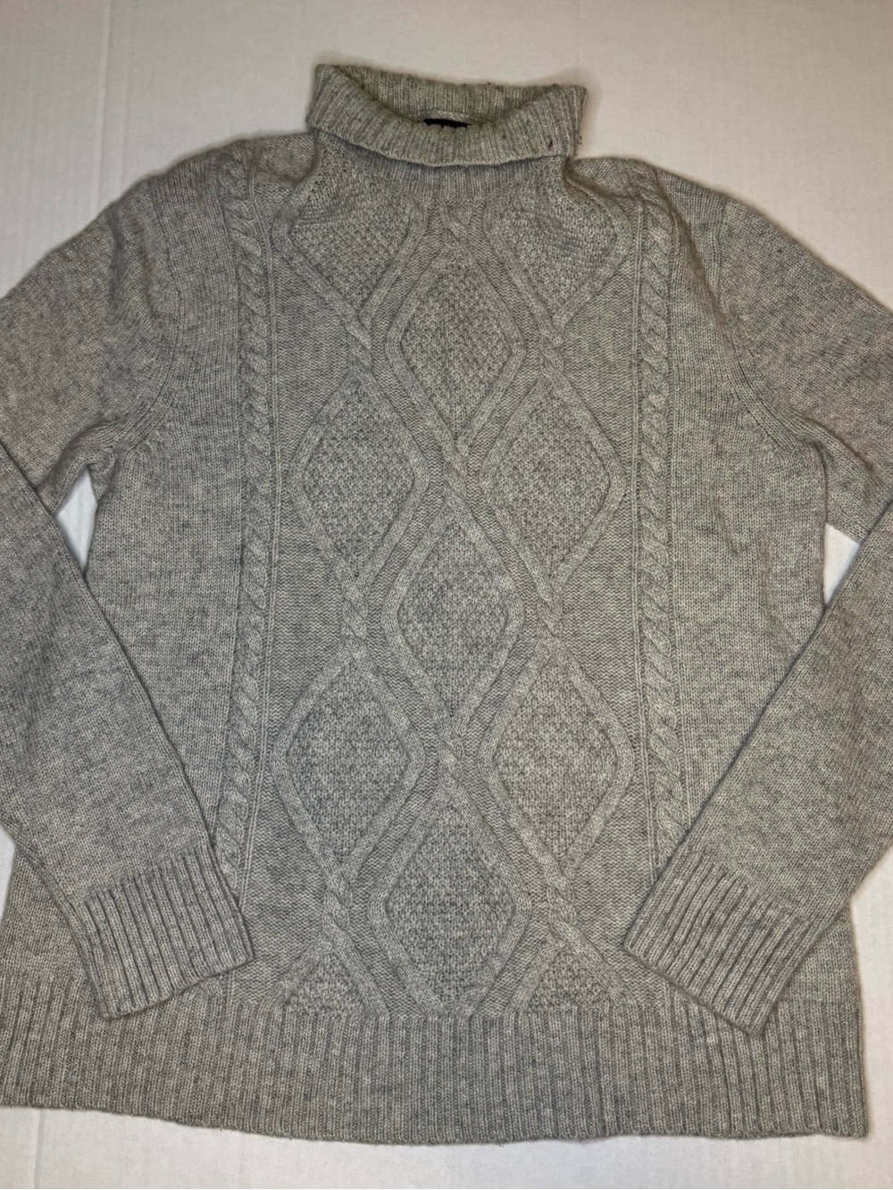 Banana Republic Heather Gray Cable-Knit Turtleneck Sweater